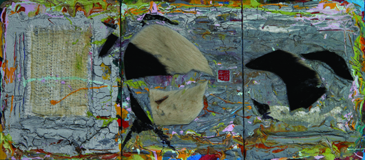 thumbnail of Mixed media, oil & acrylic on canvas by Chaolun Baatar titled The Sky Horse (triptych).