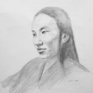 thumbnail of Graphite on paper by Zihao Wang titled Portrait.