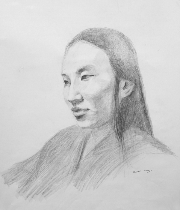 thumbnail of Graphite on paper by Zihao Wang titled Portrait.