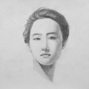thumbnail of Graphite on paper by Xiaomin ZhangÂ titled Portrait.