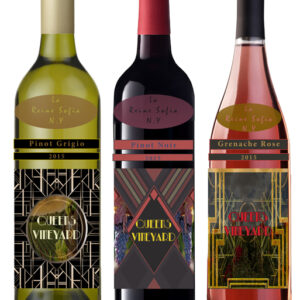 thumbnail of Digital pigment print by Sophia Sergiadis titled Wine Bottle Labels.