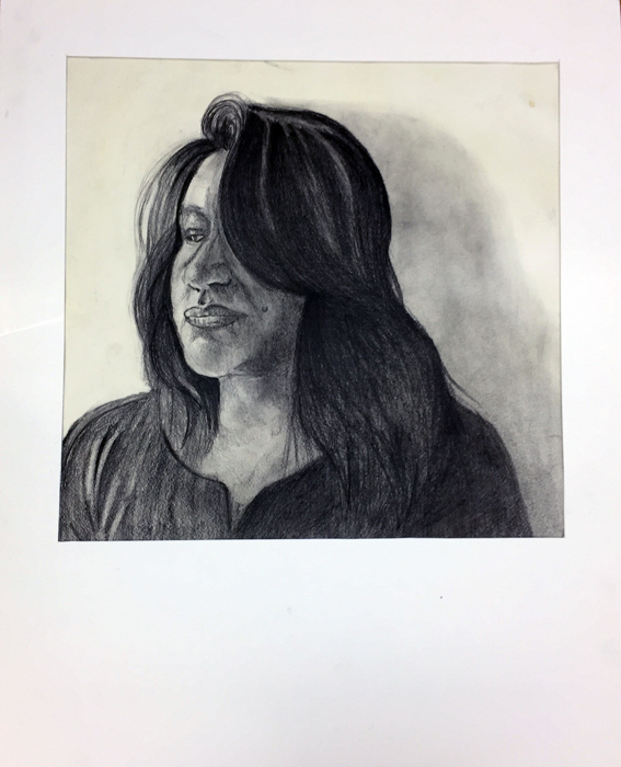 thumbnail of Charcoal on paper by Kimberly Basurto titled Best Friend.