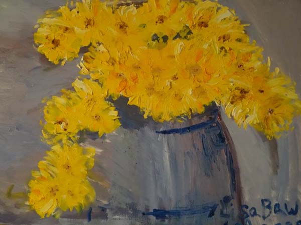 thumbnail of Oil on canvas by Lisa Baw titled The Rich Chrysanthemum.