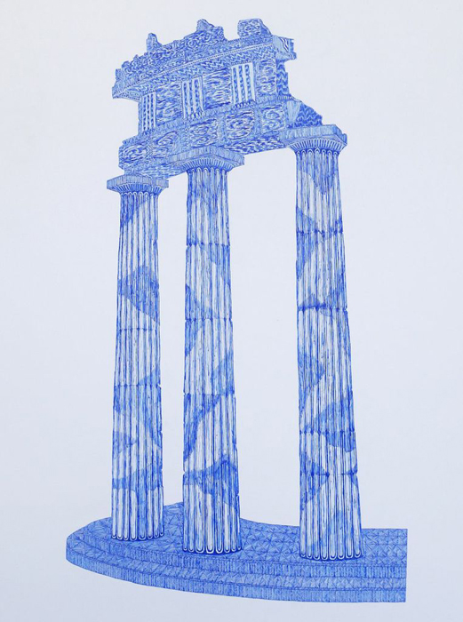 thumbnail of Gel pen on paper by Timothy Hull titled Temple of Delphi.