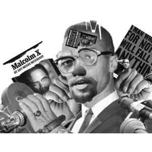 thumbnail of Malcolm X Cubist Portrait by Karlvin Danois. Medium: Digital collage. Size 9 x 12 inches Date 2020