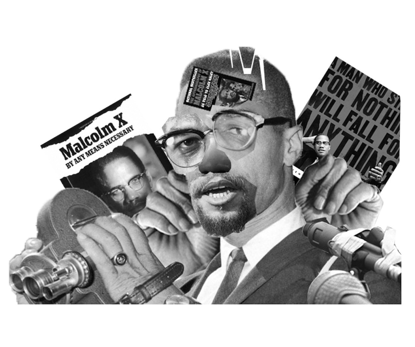 thumbnail of Malcolm X Cubist Portrait by Karlvin Danois. Medium: Digital collage. Size 9 x 12 inches Date 2020