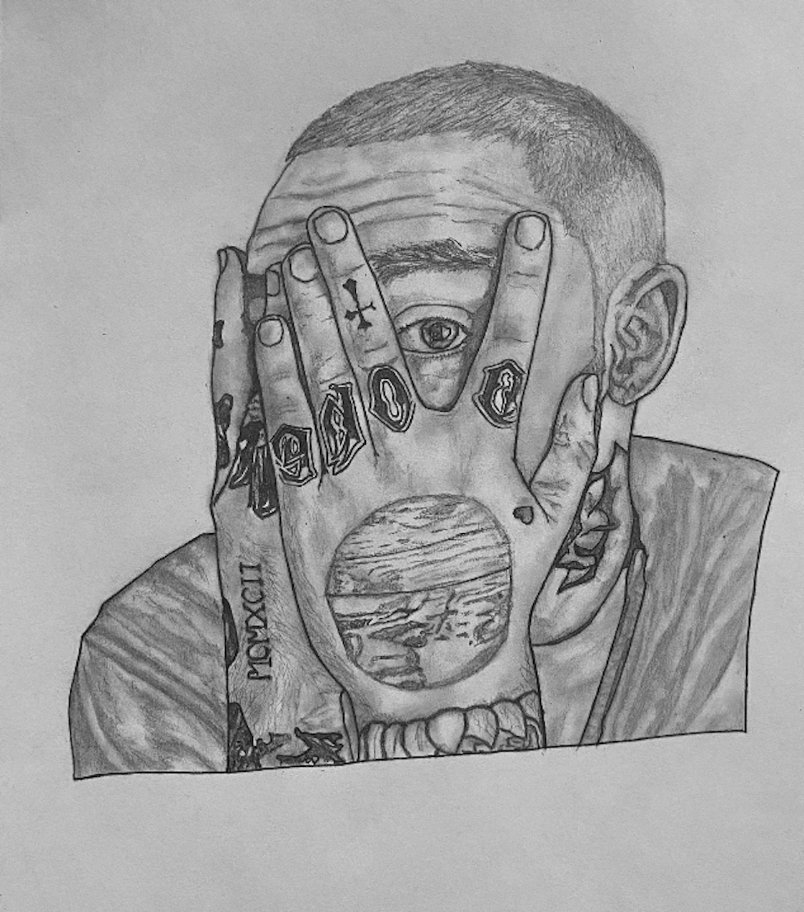 thumbnail of Portrait of Mac Miller by Anna Chelidze. Medium: Graphite on paper. Size 8.5 x 11.5 inches Date 2020