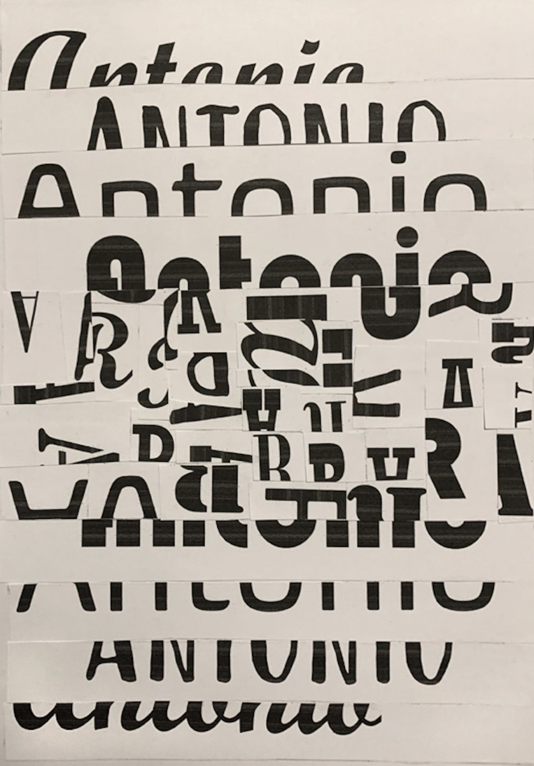 thumbnail of Typography by Antonio Restivo. Medium: Collage on bristol. Size 14 x 10 inches Date 2020