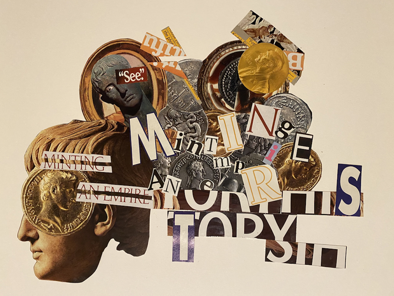 thumbnail of Typography by Huijie Zhou. Medium: Collage on bristol. Size 14 x 17 inches Date 2020
