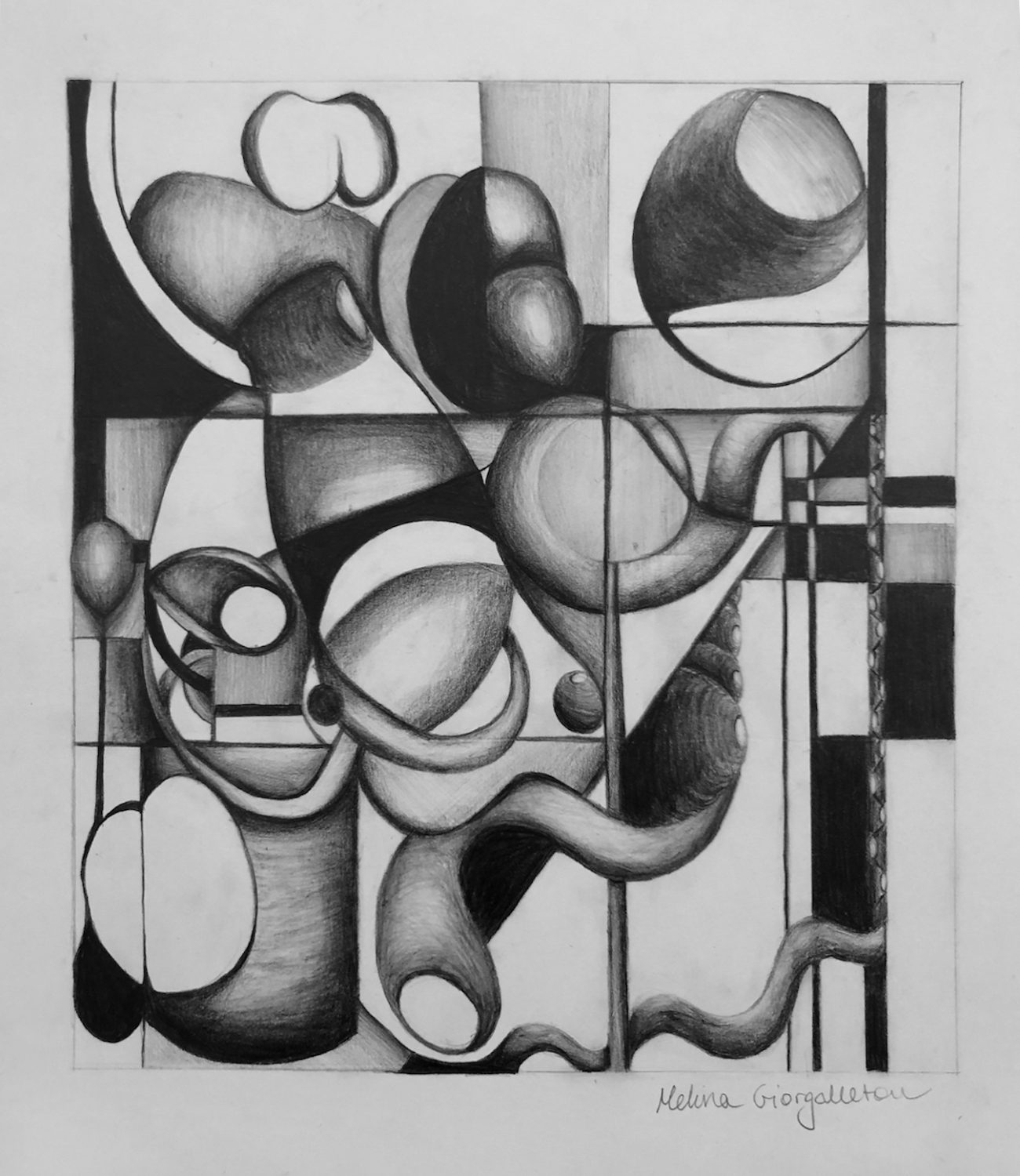 thumbnail of Abstract Value Study by Melina Giorgalletou. Medium: Graphite on bristol. Size 10 x 9 inches Date 2020