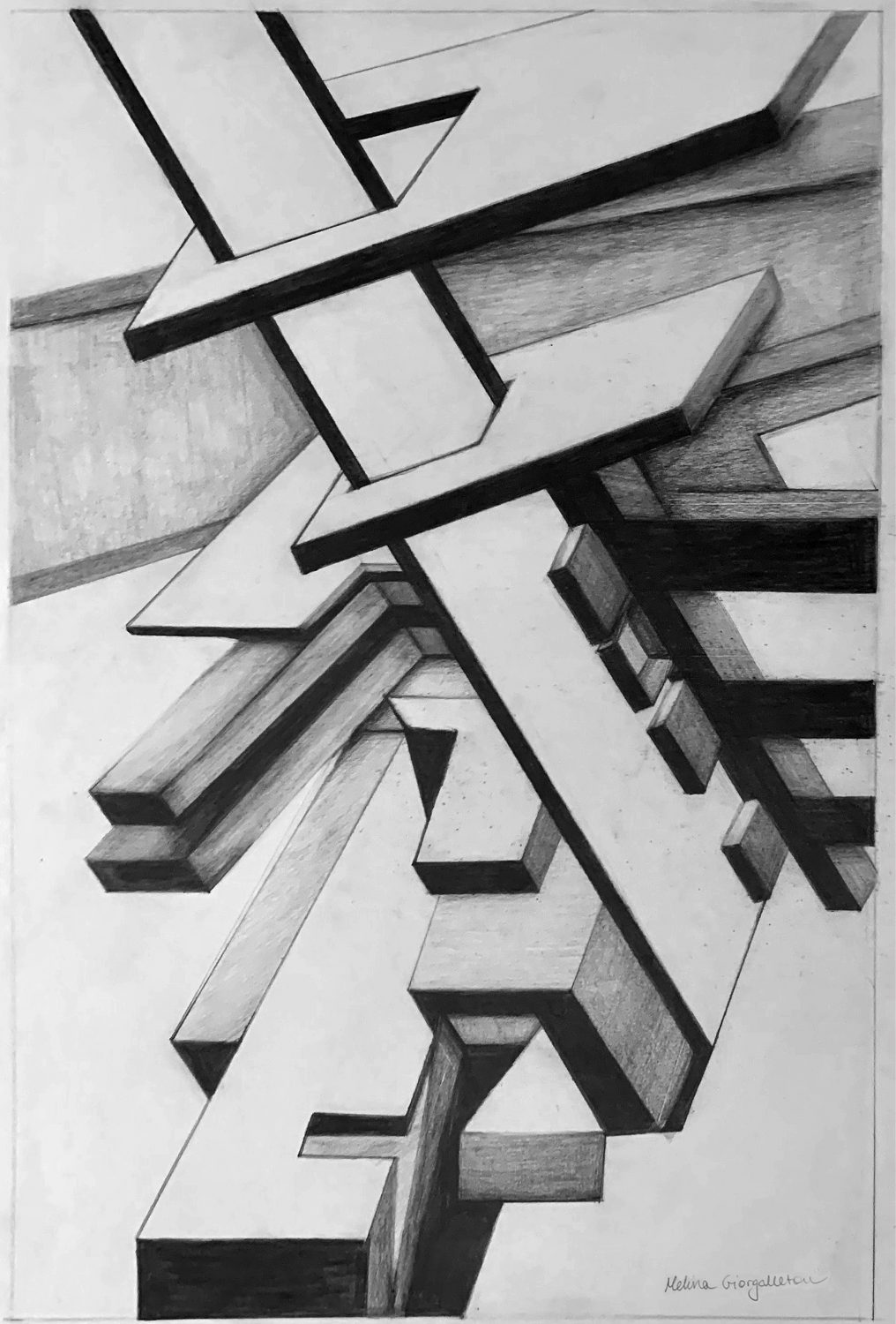 thumbnail of Architectural Abstraction by Melina Giorgalletou. Medium: Graphite on bristol. Size 17 x 14 inches Date 2020