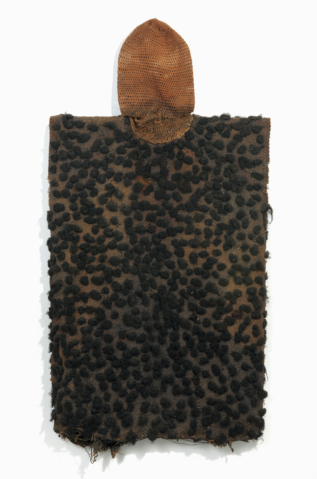thumbnail of Kwifoyn Society tunic from Grassfields, Cameroon. medium: Woven raffia, human hair. dimensions: 35 x 24 inches. date: unknown