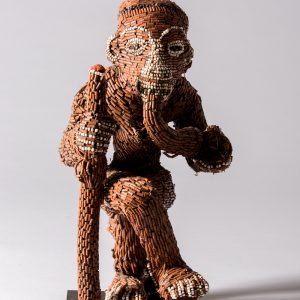 thumbnail of Seated Commemorative Figure from Western Grassfields: Bamileke: Dschang. medium: Wood, beads, thread. date: 20th century