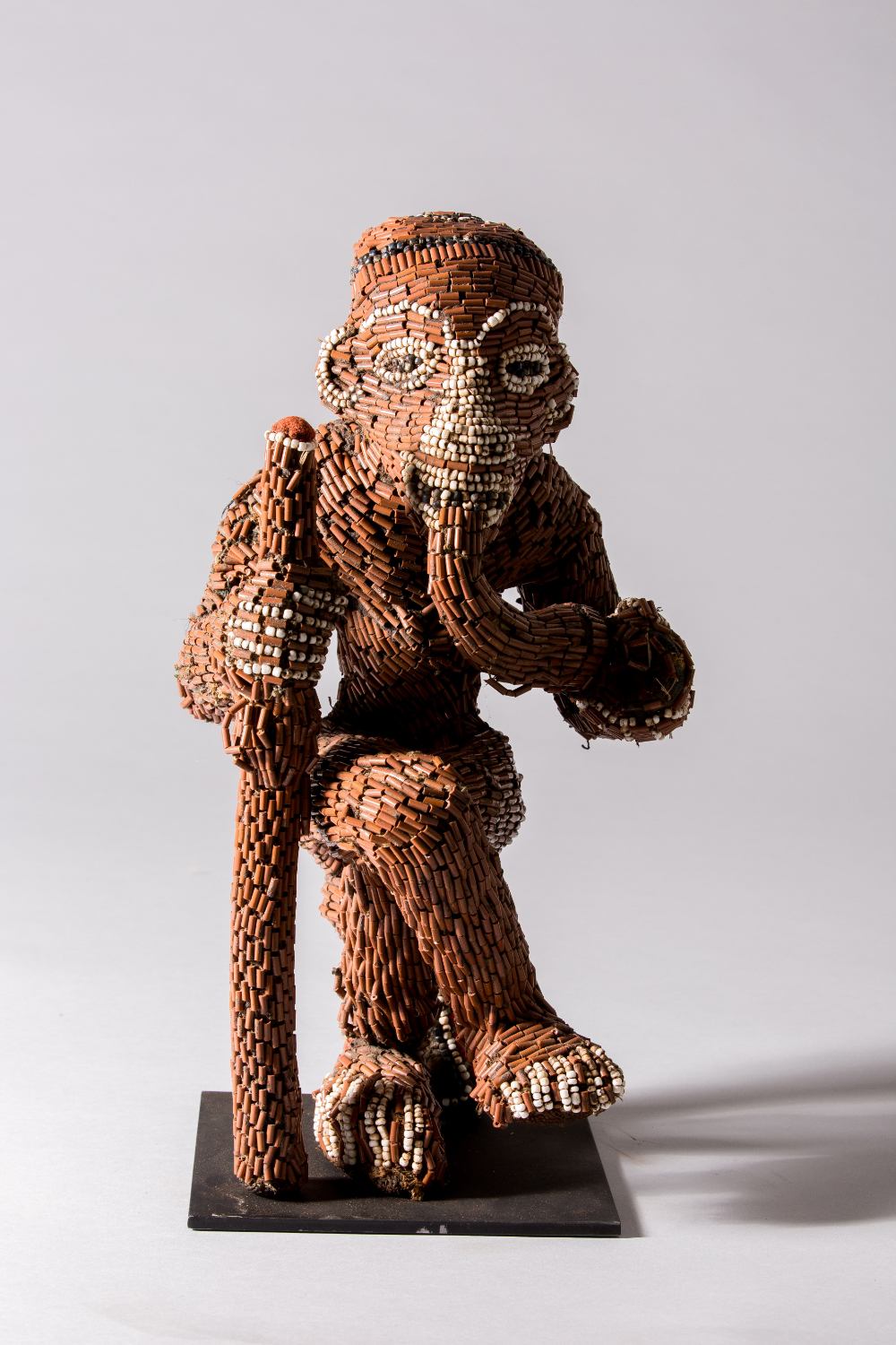 thumbnail of Seated Commemorative Figure from Western Grassfields: Bamileke: Dschang. medium: Wood, beads, thread. date: 20th century