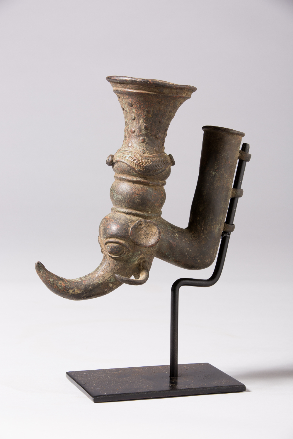 thumbnail of Elephant Pipe from Northwestern Grassfields, Bamenda: Bafut. medium: Brass, copper. date: mid 20th century