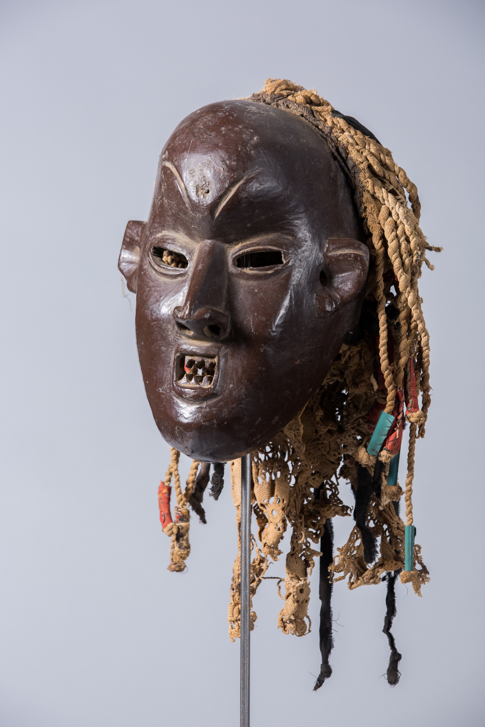 thumbnail of Mask, Night Society from Western Grassfields, Bamileke: Bangwa. medium: Wood, textile, animal hide, paint. date: 20th century