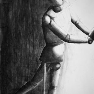 thumbnail of Escape by Kira Chen. medium: charcoal on paper. date: 2013. dimensions: 5 foot 8 x 4 feet
