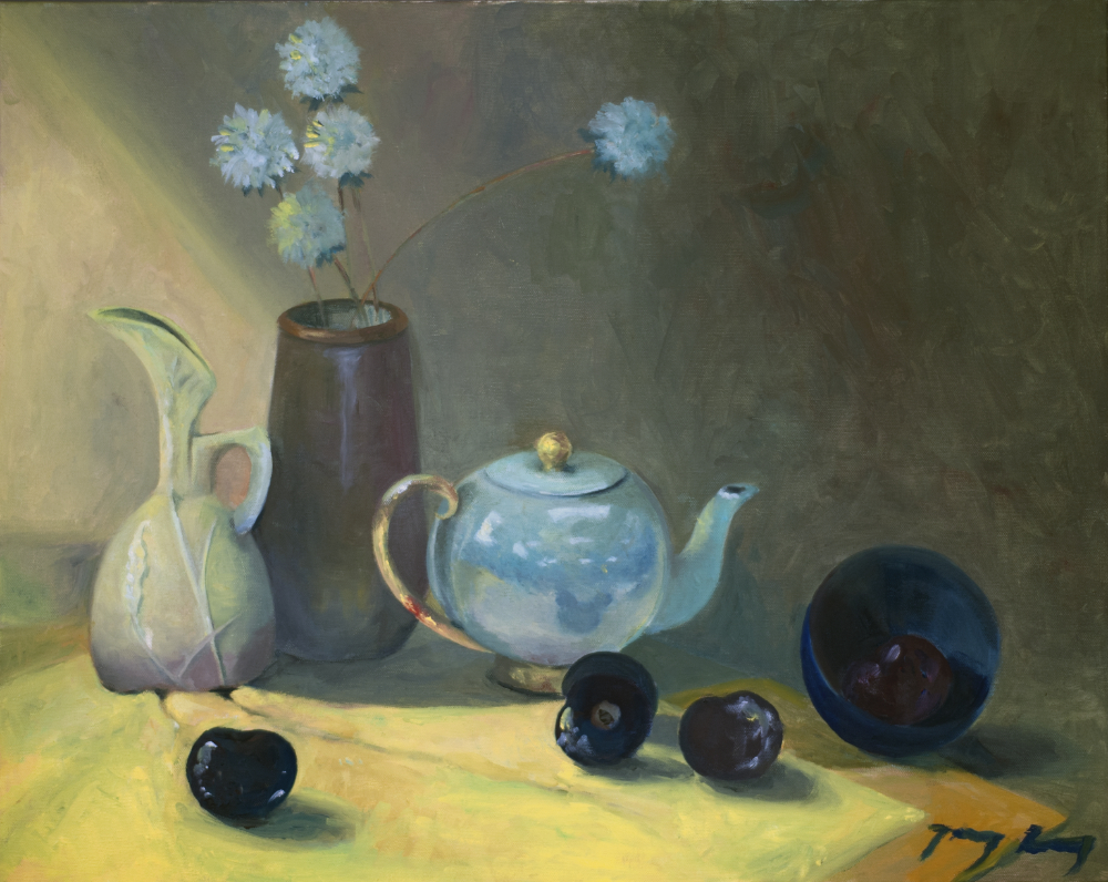 thumbnail of Still life by Tracy Leung. medium: oil on canvas. date: 2013. dimensions: 22 x 38 inches