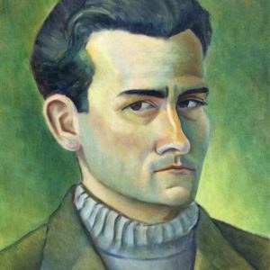 thumbnail of Untitled (self-portrait) by Marcel Salinas. medium: Oil on canvas on board. date: 1941. dimensions: 42 x 33 cm