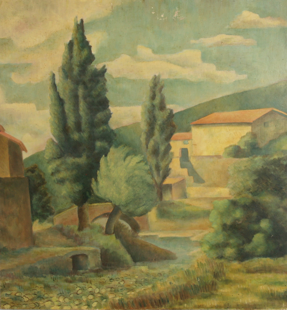 thumbnail of Paysage by Marcel Salinas. medium: Oil on masonite. date: 1941. dimensions: 57.15 x 52.07 cm
