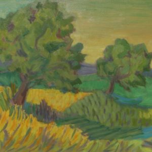 thumbnail of Paysage de Roussillon by Marcel Salinas. medium: Oil on paper on canvas. date: 1964. dimensions: 33.02 x 55.88 cm