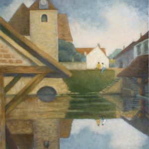 thumbnail of L'Eglise de Saligny sur Yonne by Marcel Salinas. medium: Oil on paper on canvas. date: 1983. dimensions: 100.33 x 55.88 cm