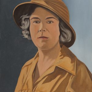thumbnail of Osa Johnson (1896-1953). medium: acrylic on canvas with varnished highlights. date: 1968. dimensions: 65 x 47.5 cm