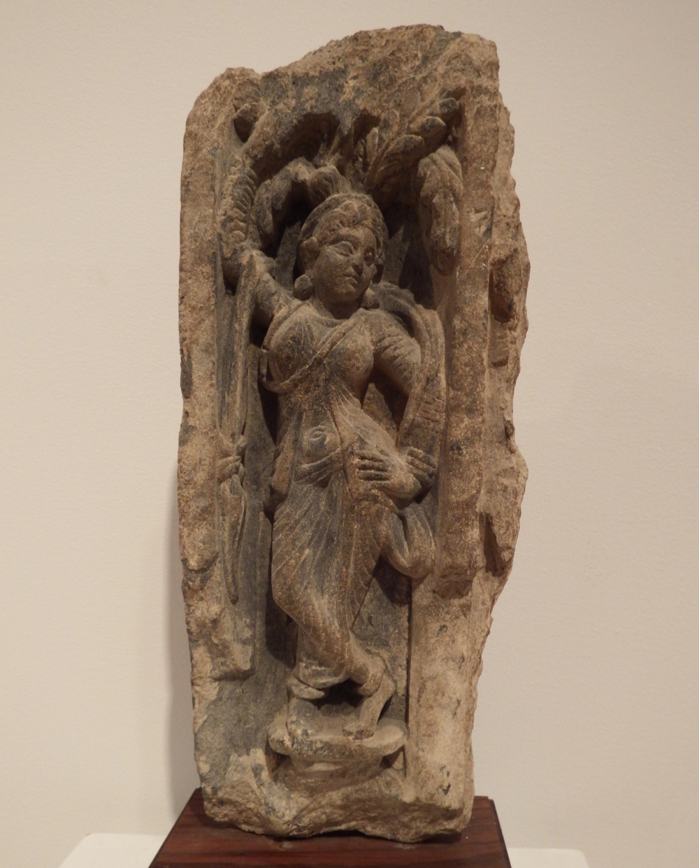 thumbnail of Yakshi Figure from Gandhara region. medium: Grey schist stone. date: 2nd century A.D.