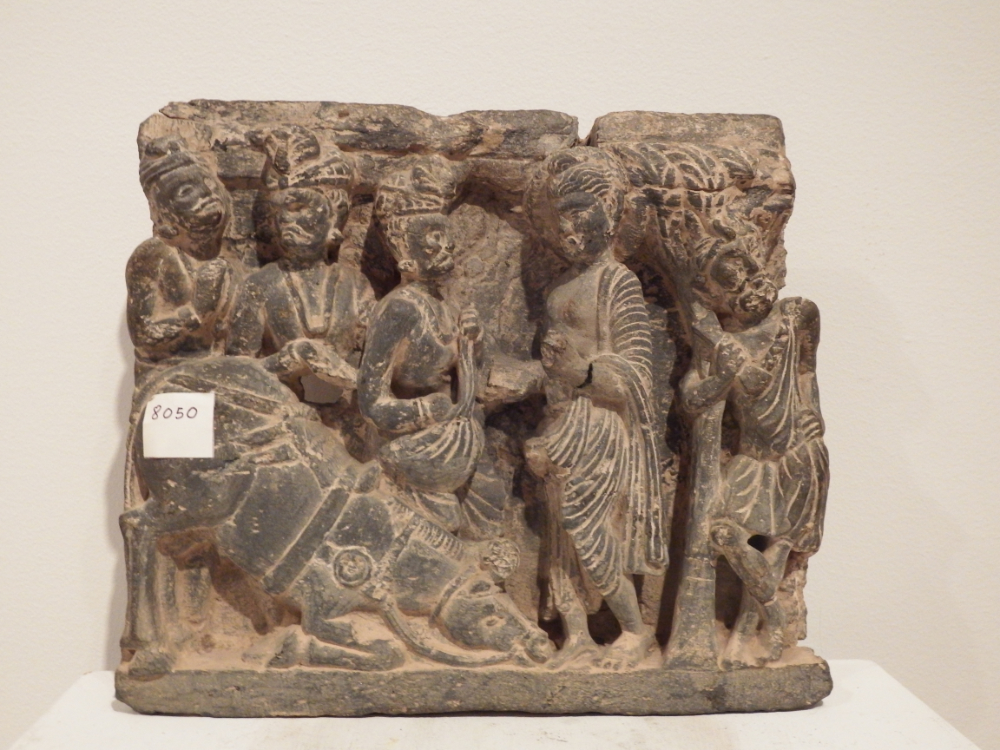 thumbnail of Buddha's Departure from Princely Life from Gandhara region. medium: Schist stone. date: Late 1st century A.D. date