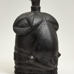 thumbnail of Helmet mask (sowei) from Mende, Sierra Leone. Medium: wood, black. dimensions: 15 x 8 inches