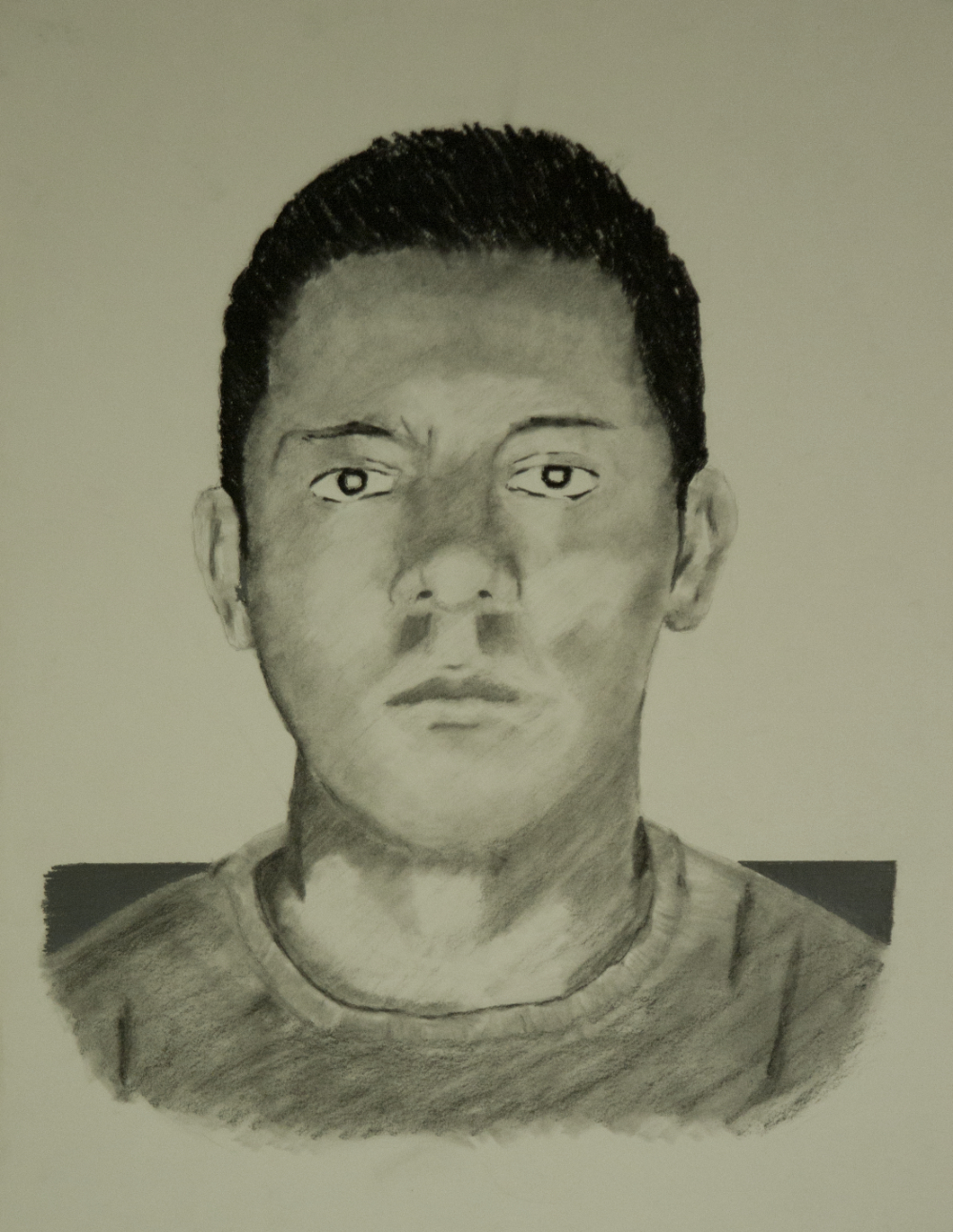 thumbnail of Self portrait by Lleyson Garay. medium: charcoal. date: 2011. dimensions: 18 x 24 inches