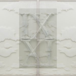 thumbnail of Diptic acrylic framed white clouds. date: 2011. dimensions: 67 x 49 x 2 inches