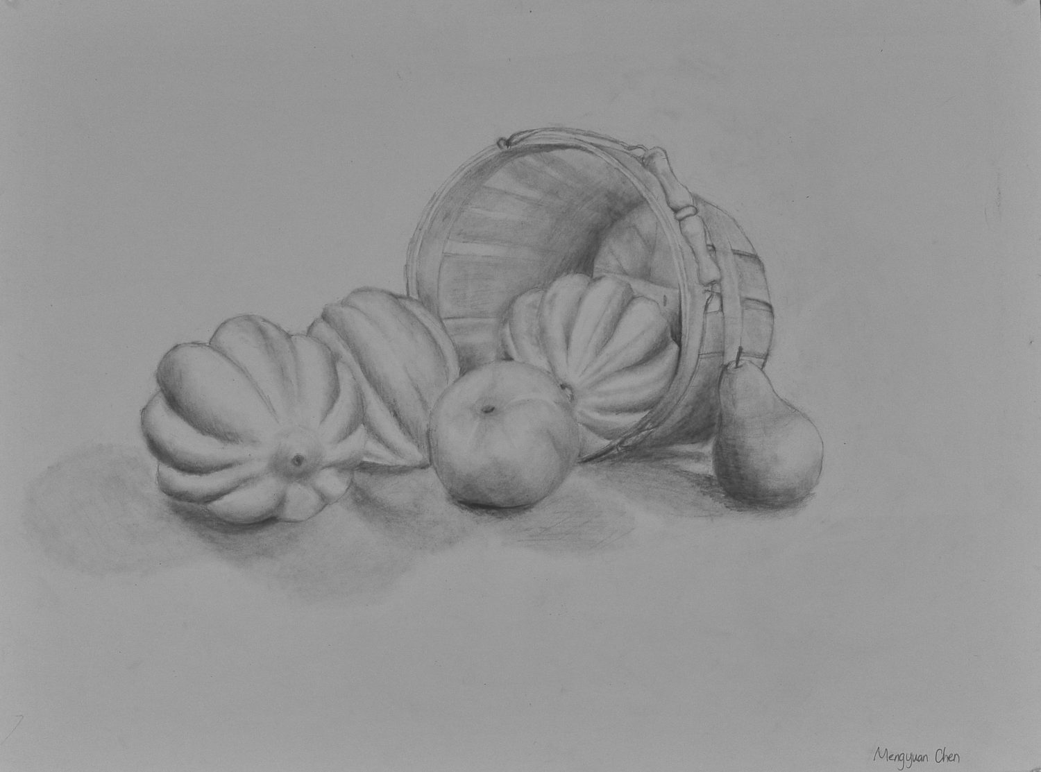 thumbnail of Pumpkins by Mengyuan Chen. Medium: Graphite on Paper. Size 18 x 24 inches Date 2014