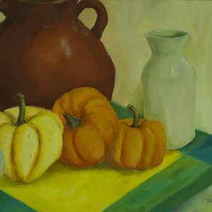 thumbnail of Pumpkins by Yan Chen. Medium: Oil on Canvas. Size 18 x 24 Date 2014