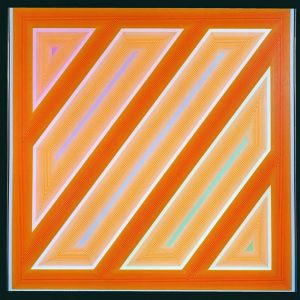 thumbnail of Diagonal Orange by Richard Anuskiewicz. Medium: Acrylic on Canvas. Size 72 x 72 in Date 1970