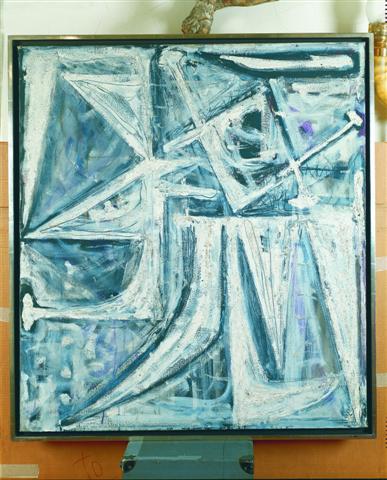 thumbnail of White Reader by Fritz Bultman. Medium: Oil and Sand on Canvas. Size: 40 x 36 in Date 1949