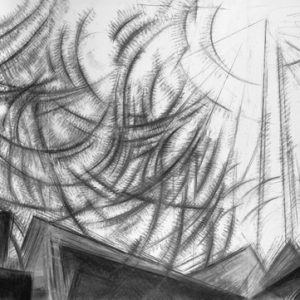 thumbnail of Circus Tent by american artist Norman Gorbaty. medium: charcoal on paper. dimensions: 40 x 78 inches. date: 1990