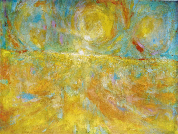 thumbnail of Field and Sun by American artist Norman Gorbaty. medium: oil on canvas. dimensions: 18 x 24 inches. date: 1954