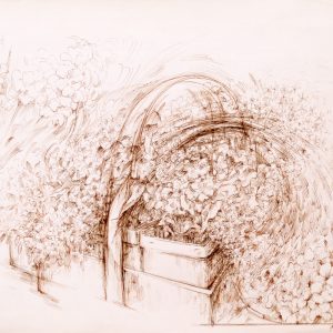 thumbnail of Hariet's Basket by american artist Norman Gorbaty. medium: pen and ink on paper. dimensions: 16 x 21 inches. date: unknown