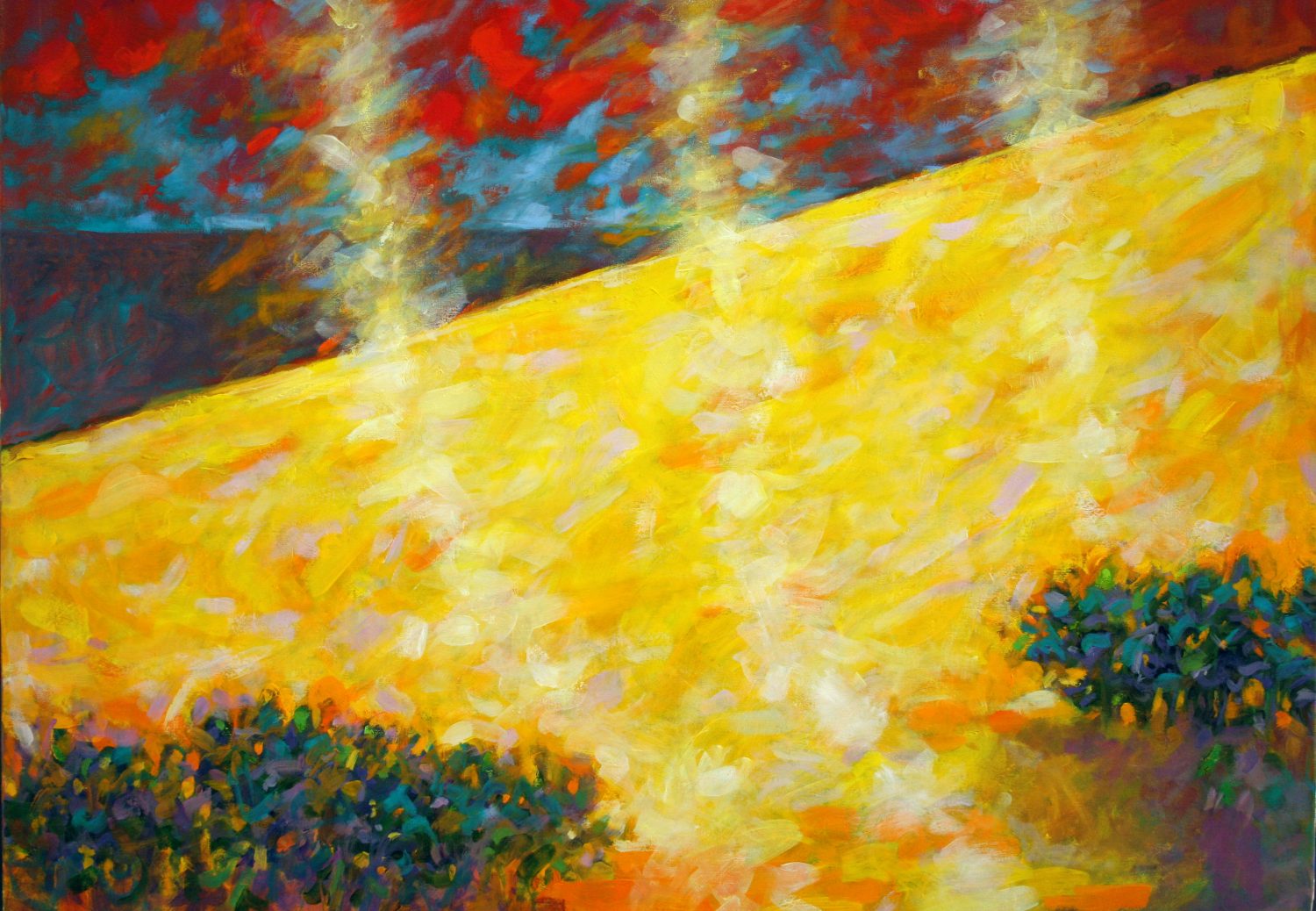 thumbnail of Hillside Seaside by american artist. medium: oil on canvas. dimensions: 30 x 40 inches. date: 2006