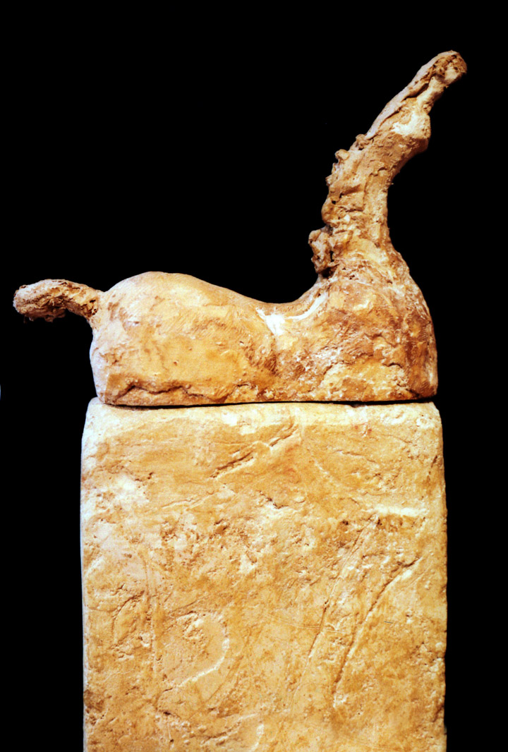 thumbnail of Horse Up by american artist Norman Gorbaty. medium: plaster. dimensions: 18.5 x 11 x 4 inches. date: 1999