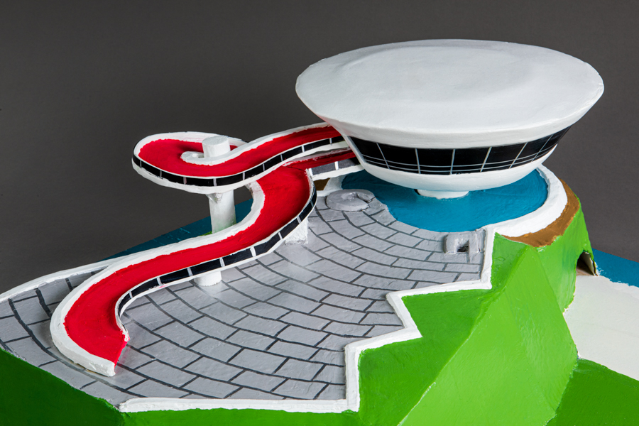 thumbnail of Detail of Roberto Dutan Model of The Contemporary Art Museum in NiterÃ³i Rio de Janiero, Brazil. medium: plywood, polychrome. date: 2019