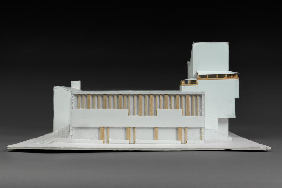 thumbnail of Detail of Miguel Garcia Model of Säynätsalo Town Hall, Finland. medium: foam core. date: 2017
