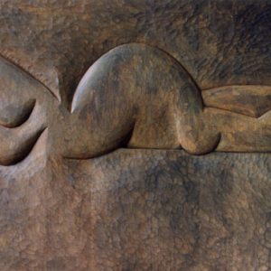 thumbnail of Reclining Nude No.1 by American artist. medium: oxidized walnut wood. dimensions: 36 x 72 inches. date: 1995