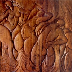 thumbnail of Seaside Girls No.1 by American artist Norman Gorbaty. medium: walnut wood. dimensions: 60 x 84. date: 1989