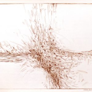 thumbnail of Squeeze by american artist Norman Gorbaty. medium: pen and ink on paper. dimensions: 16 x 21 inches. date: unknown
