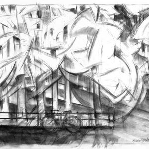 thumbnail of Villa Borghese X by american artist Norman Gorbaty. medium: charcoal on paper. dimensions: 22 x 31.5 inches. date: 1999