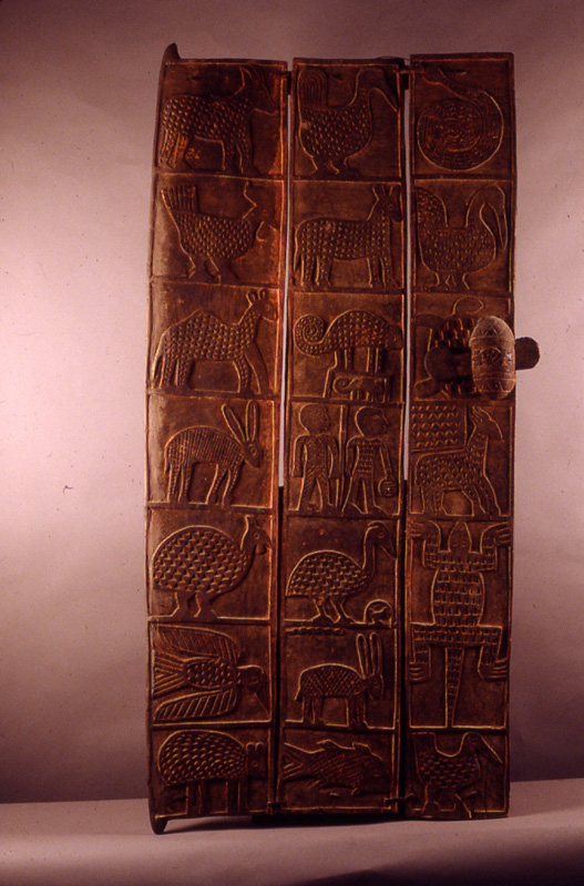 thumbnail of Granery Door from Gurunsi, BUrkina Faso. medium: wood, iron. date: unknown. height: 6.5 feet
