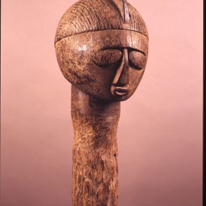 thumbnail of Bateba Head from Lobi, Burkina Faso/Ivory Coast. medium: wood, cleay. date: unknown. height: 20 inches
