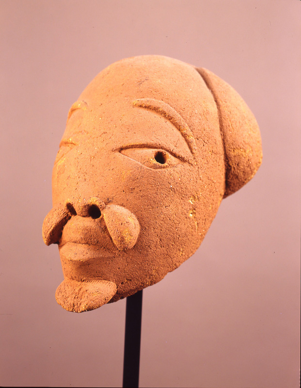 thumbnail of Male Head from Nok culture, Nigeria. medium: terracotta. date: unknown. height: 7.5 inches